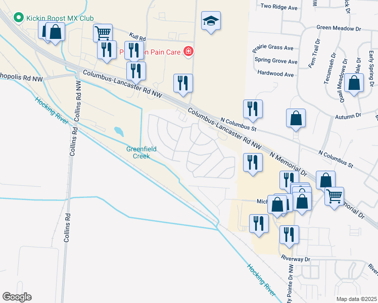map of restaurants, bars, coffee shops, grocery stores, and more near Walnut Street in Lancaster