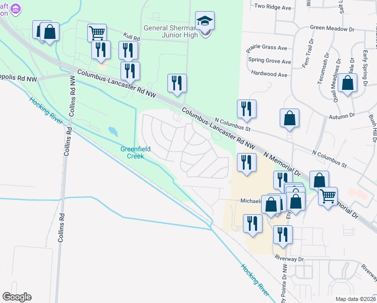 map of restaurants, bars, coffee shops, grocery stores, and more near 123 Walnut Street in Lancaster