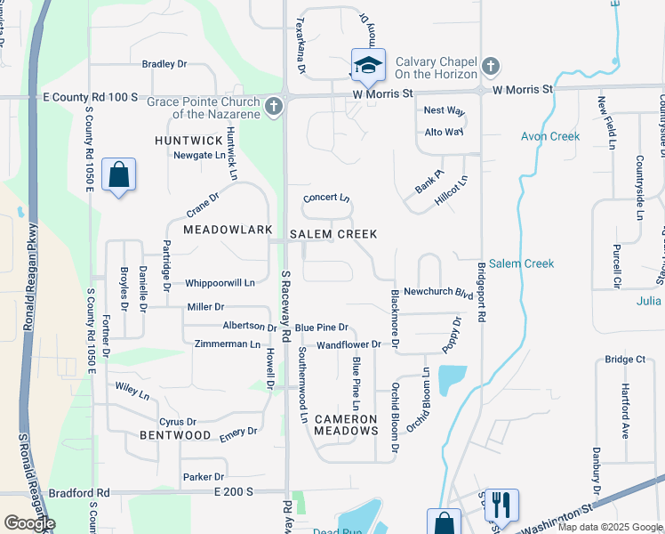 map of restaurants, bars, coffee shops, grocery stores, and more near 9208 Timpani Way in Indianapolis