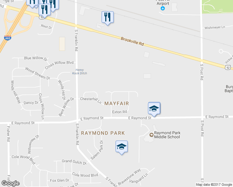map of restaurants, bars, coffee shops, grocery stores, and more near 8321 Sotheby Dr in Indianapolis