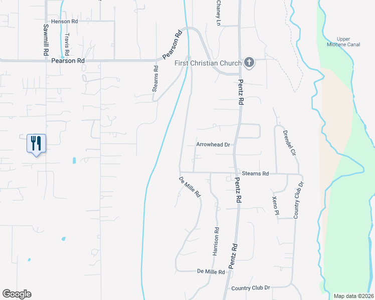 map of restaurants, bars, coffee shops, grocery stores, and more near 5579 De Sante Lane in Paradise