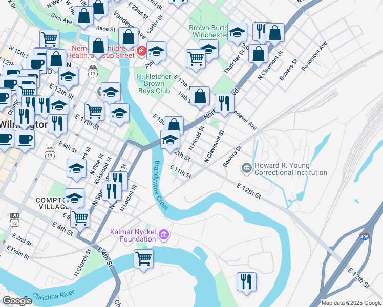 map of restaurants, bars, coffee shops, grocery stores, and more near 2 Kings Grant Way in Wilmington