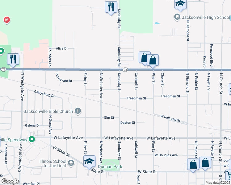 map of restaurants, bars, coffee shops, grocery stores, and more near 1213-1215 Maple Street in Jacksonville