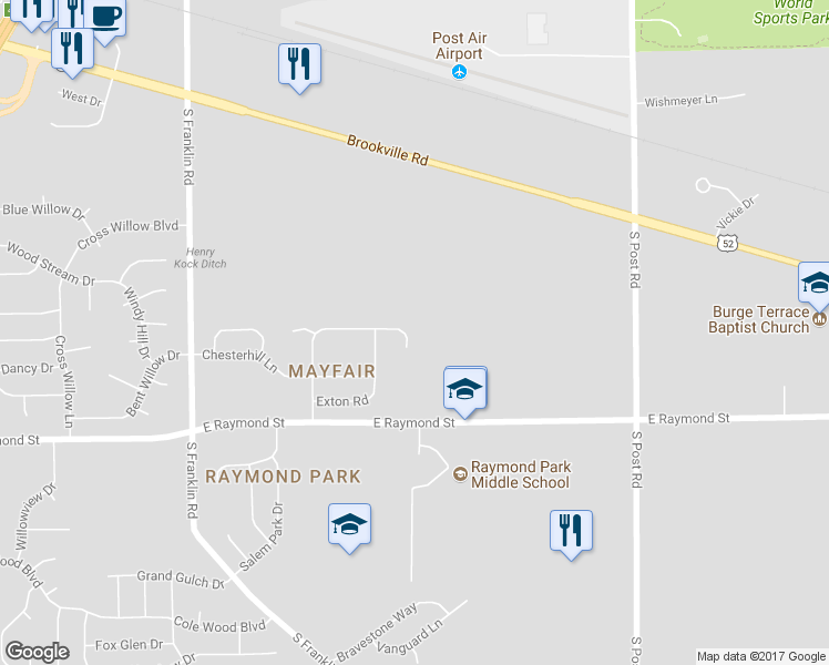 map of restaurants, bars, coffee shops, grocery stores, and more near 8504 Sotheby Drive in Indianapolis