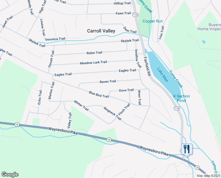 map of restaurants, bars, coffee shops, grocery stores, and more near 30 Dove Trail in Fairfield