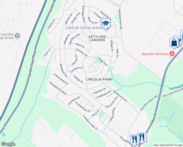 map of restaurants, bars, coffee shops, grocery stores, and more near 8 Anchor Road in Barnegat Township