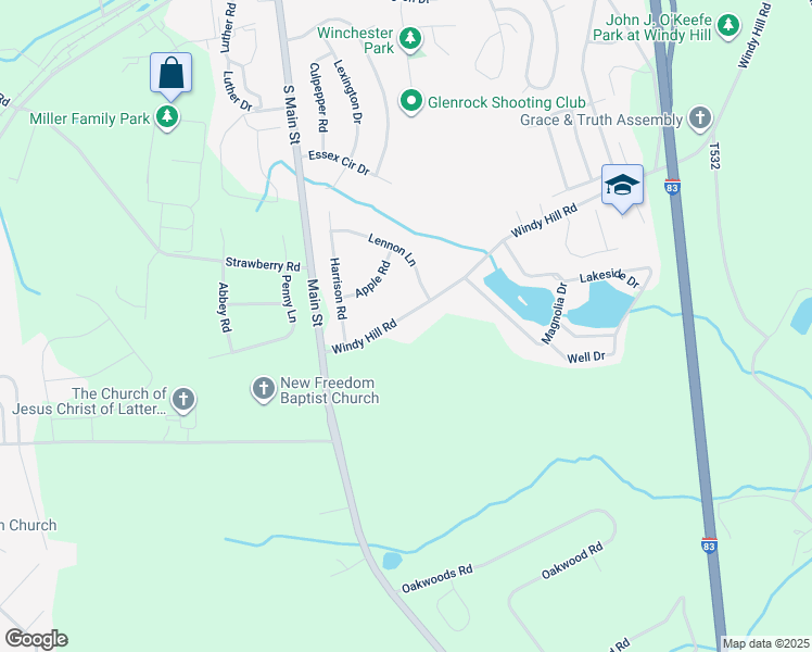 map of restaurants, bars, coffee shops, grocery stores, and more near 181 Windy Hill Rd in New Freedom