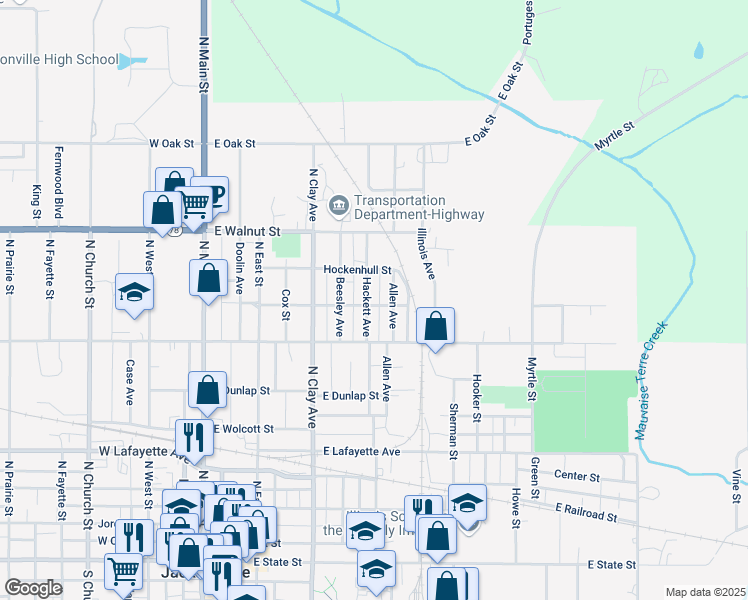 map of restaurants, bars, coffee shops, grocery stores, and more near 800-898 Hackett Avenue in Jacksonville