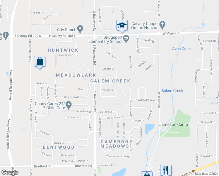 map of restaurants, bars, coffee shops, grocery stores, and more near 9146 Allegro Drive in Indianapolis