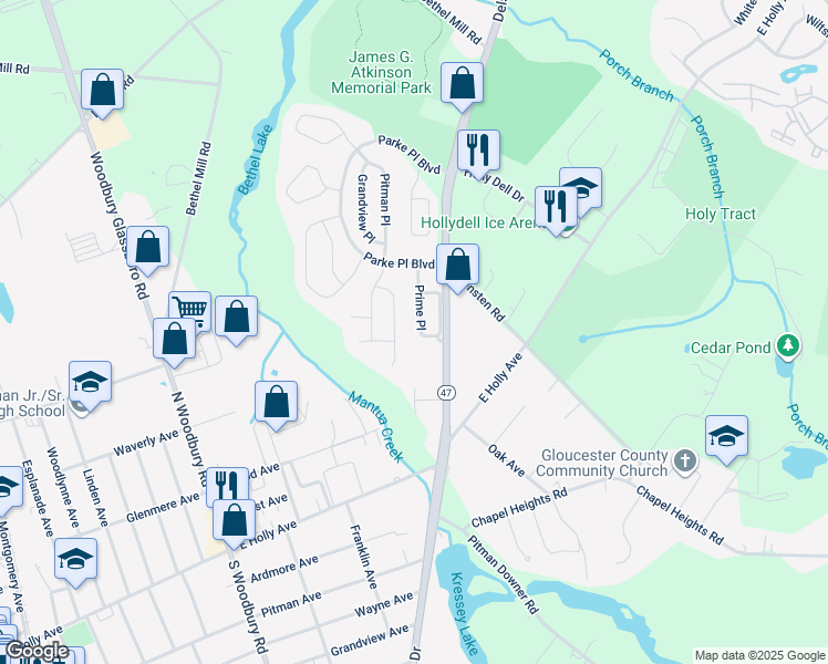 map of restaurants, bars, coffee shops, grocery stores, and more near 1068 Prime Place in Washington Township