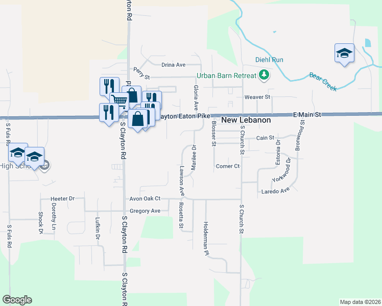 map of restaurants, bars, coffee shops, grocery stores, and more near 258 Lawson Avenue in New Lebanon