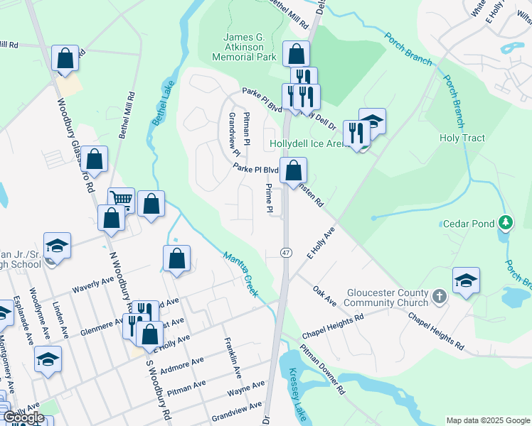 map of restaurants, bars, coffee shops, grocery stores, and more near 1068 Prime Place in Washington Township