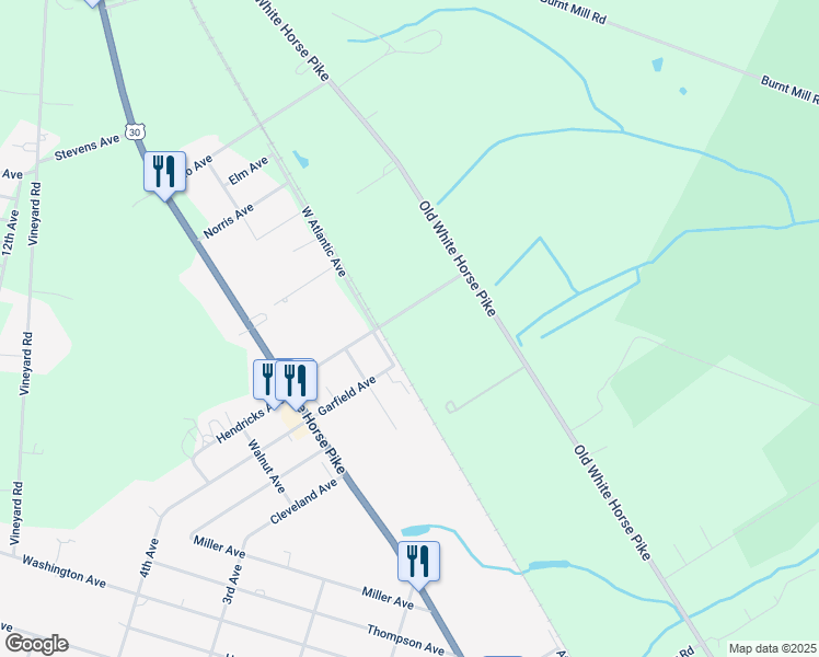 map of restaurants, bars, coffee shops, grocery stores, and more near 322-326 Garfield Avenue in Chesilhurst