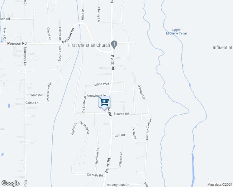 map of restaurants, bars, coffee shops, grocery stores, and more near 1906 Crandall Way in Paradise