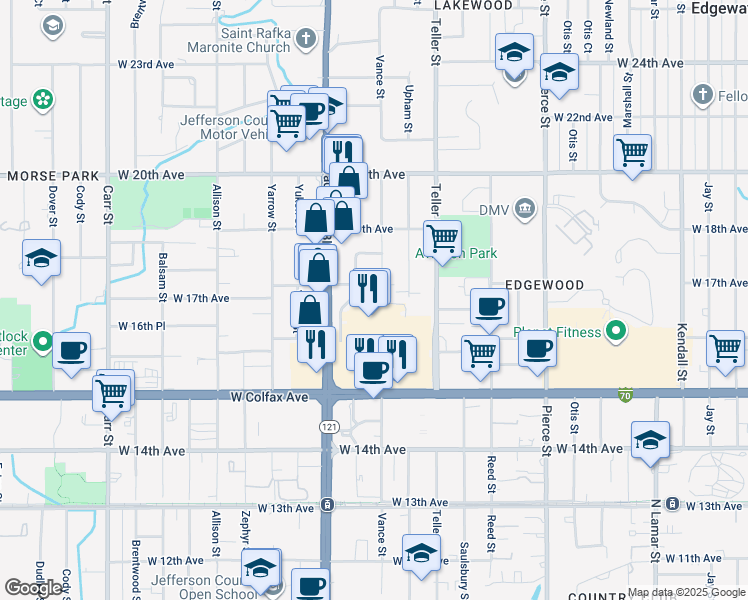 map of restaurants, bars, coffee shops, grocery stores, and more near in 