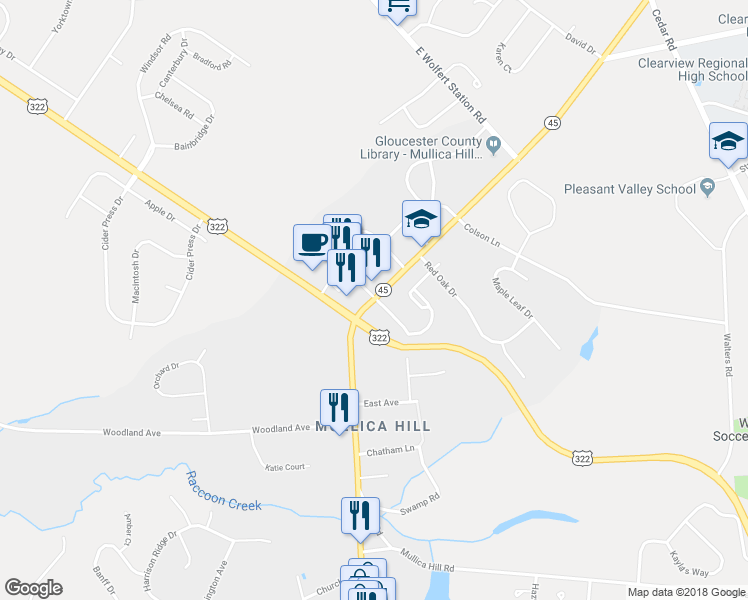 map of restaurants, bars, coffee shops, grocery stores, and more near 105 North Main Street in Harrison Township