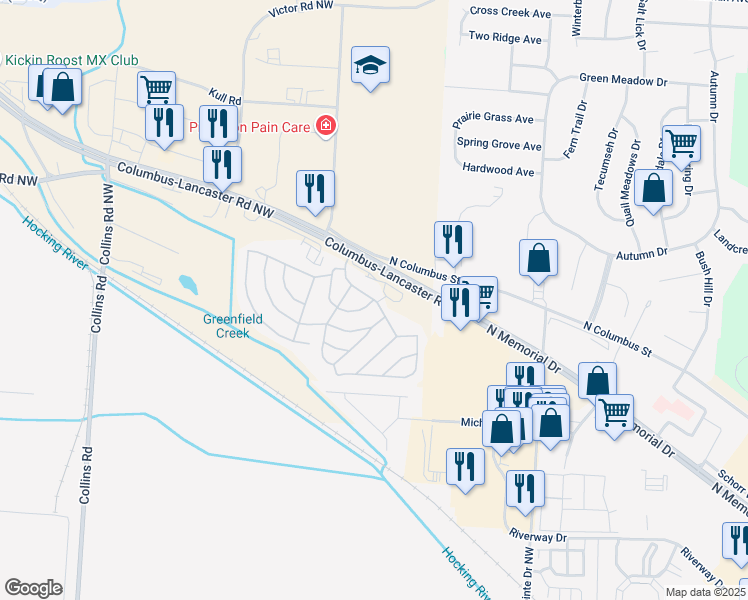 map of restaurants, bars, coffee shops, grocery stores, and more near Elm Street in Lancaster