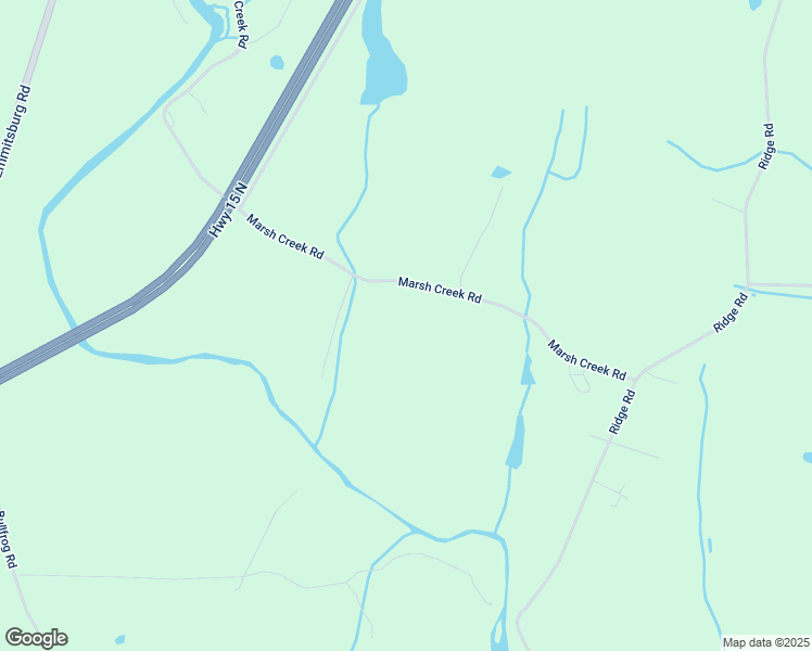 map of restaurants, bars, coffee shops, grocery stores, and more near 735 Marsh Creek Road in Gettysburg