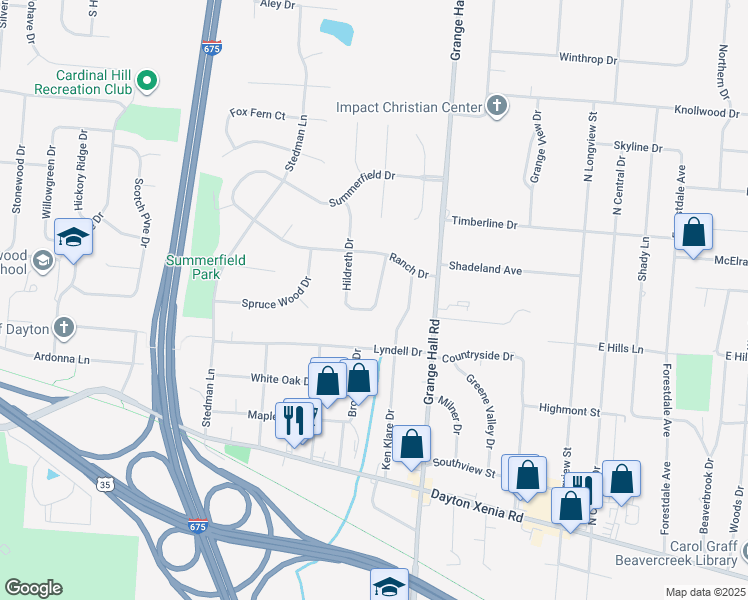map of restaurants, bars, coffee shops, grocery stores, and more near in Kettering