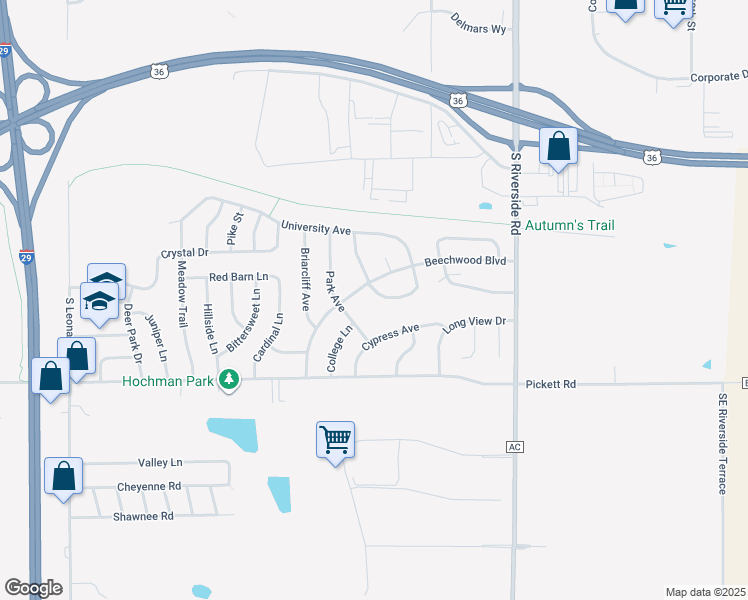 map of restaurants, bars, coffee shops, grocery stores, and more near 2402 Cranberry Hill Circle in Saint Joseph