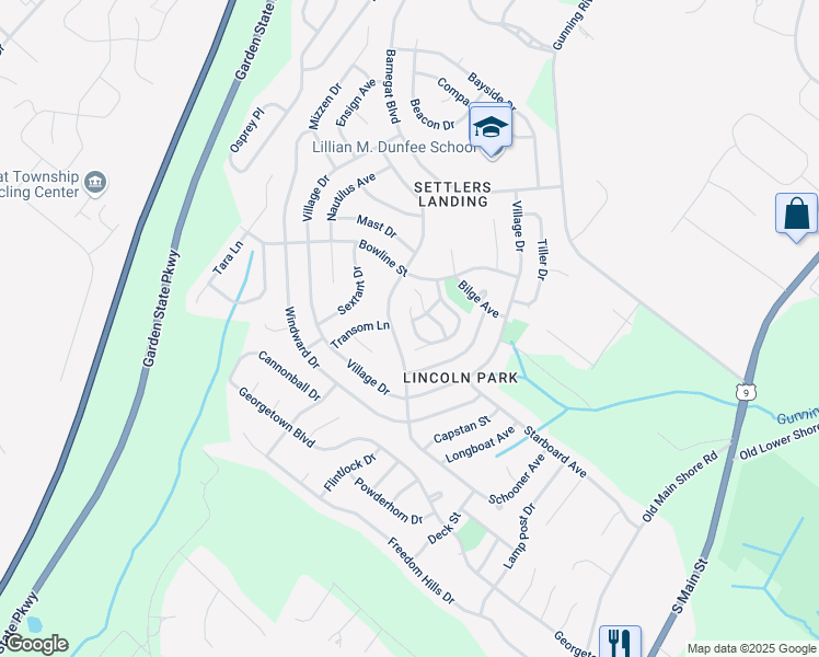 map of restaurants, bars, coffee shops, grocery stores, and more near 13 Potomac Court in Barnegat Township
