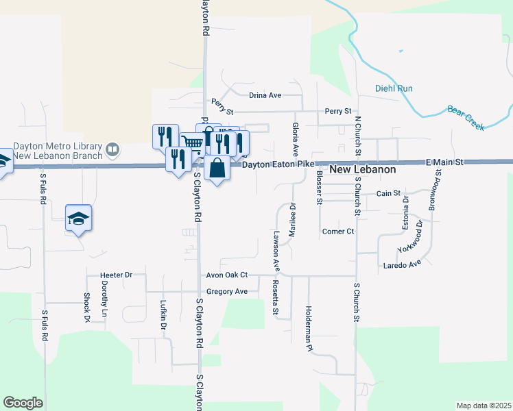 map of restaurants, bars, coffee shops, grocery stores, and more near 48 Mills Place in New Lebanon
