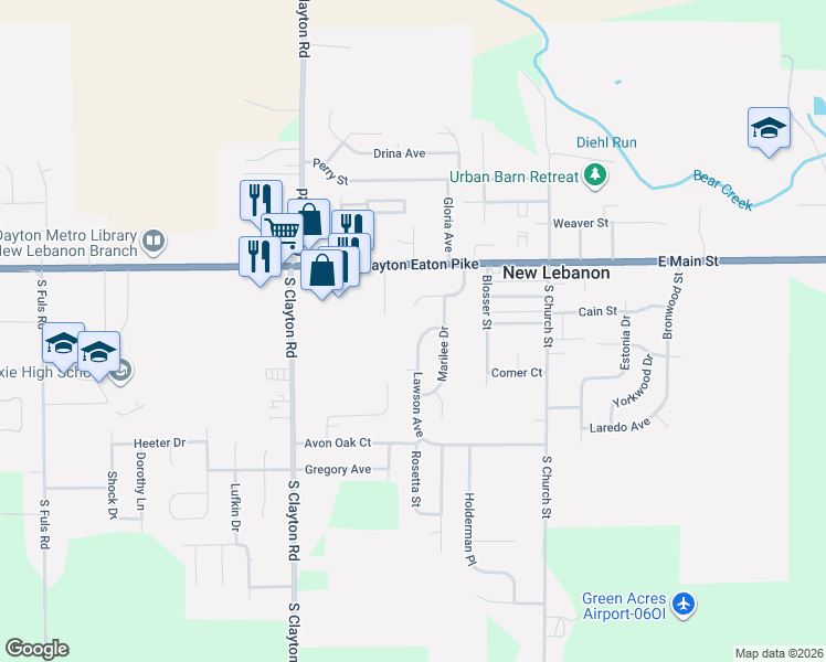 map of restaurants, bars, coffee shops, grocery stores, and more near 207 Lawson Avenue in New Lebanon