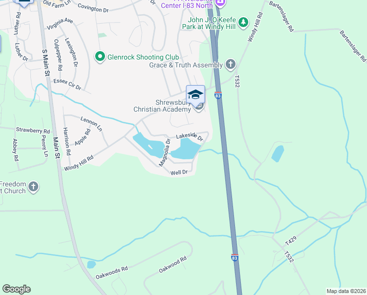 map of restaurants, bars, coffee shops, grocery stores, and more near 568 Lakeside Dr in New Freedom