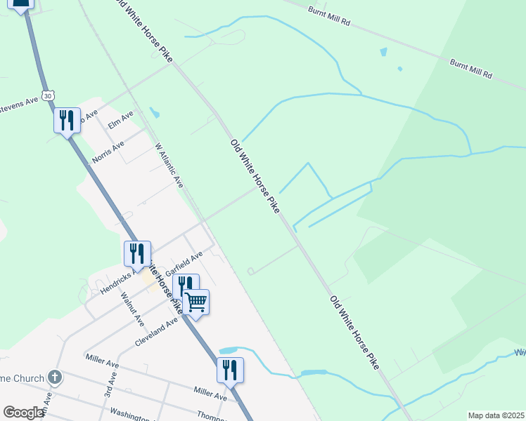 map of restaurants, bars, coffee shops, grocery stores, and more near 801 Old White Horse Pike in Waterford