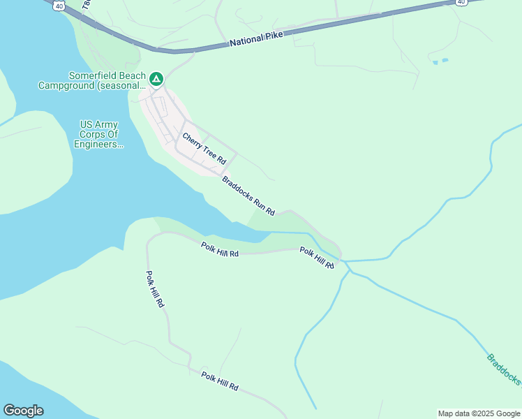 map of restaurants, bars, coffee shops, grocery stores, and more near Braddocks Run Road in Somerset County