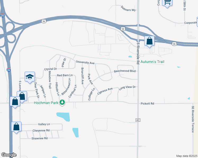 map of restaurants, bars, coffee shops, grocery stores, and more near 2402 Cranberry Hill Circle in Saint Joseph