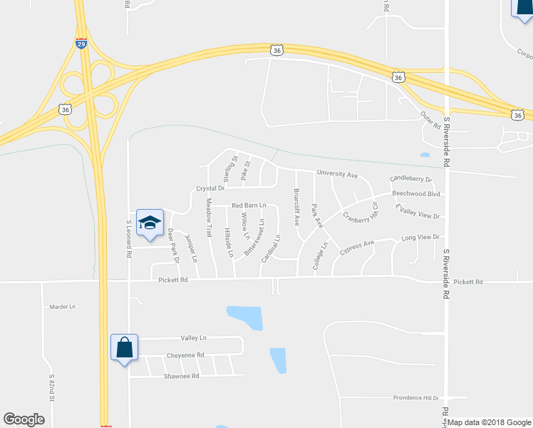 map of restaurants, bars, coffee shops, grocery stores, and more near 2311 Bittersweet Lane in Saint Joseph