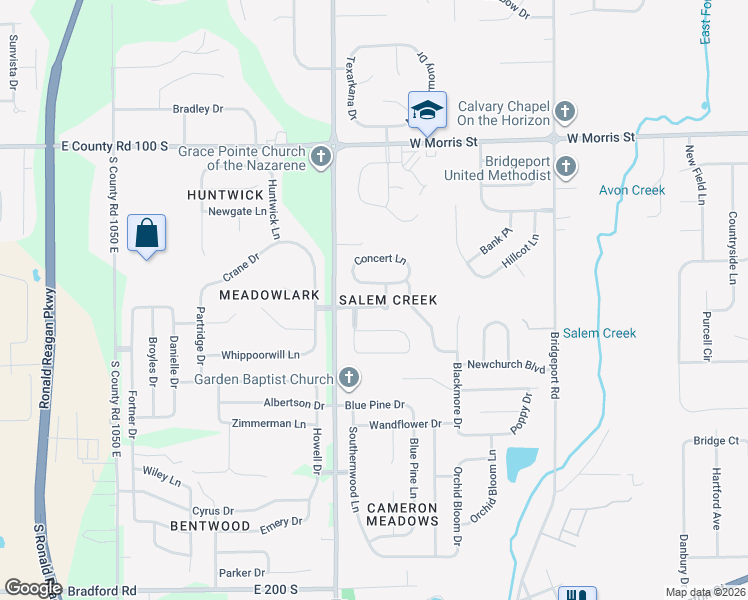 map of restaurants, bars, coffee shops, grocery stores, and more near 9204 Symphony Way in Indianapolis