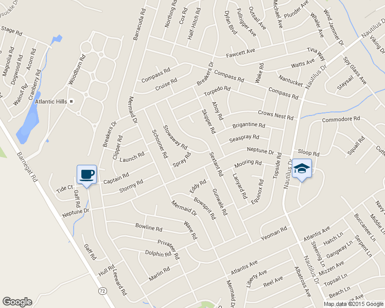 map of restaurants, bars, coffee shops, grocery stores, and more near 200 Spray Rd in Stafford Township