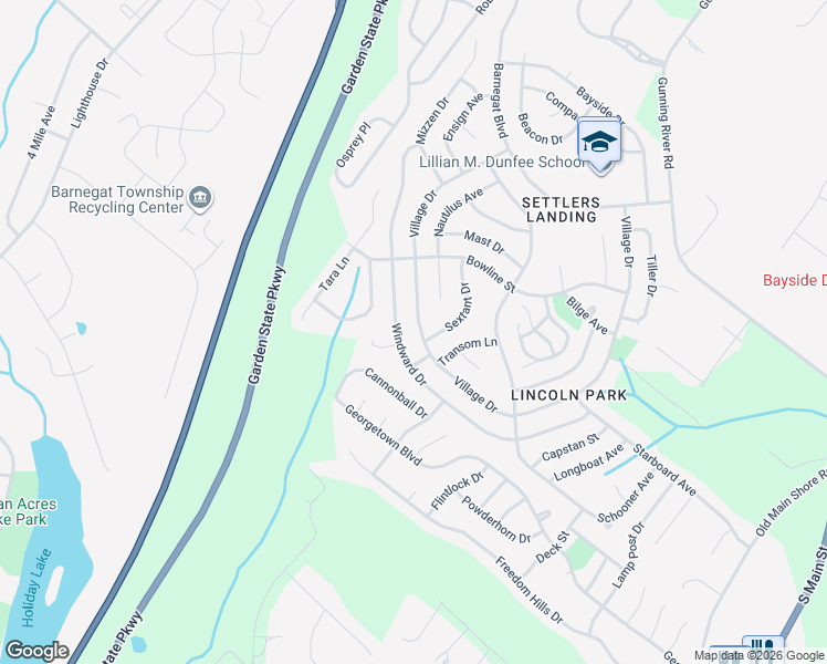 map of restaurants, bars, coffee shops, grocery stores, and more near 73 Village Drive in Barnegat Township