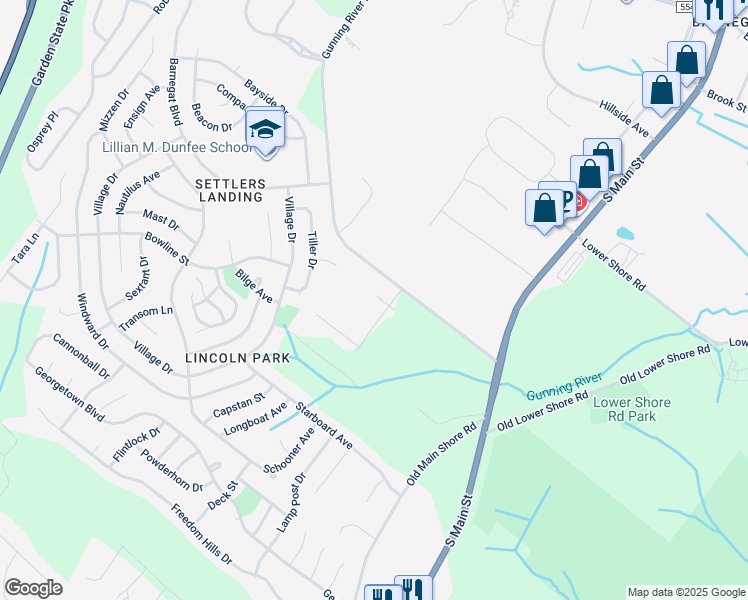 map of restaurants, bars, coffee shops, grocery stores, and more near 67 Pacific Avenue in Barnegat Township
