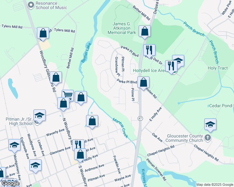 map of restaurants, bars, coffee shops, grocery stores, and more near 18 Leisure Lane in Washington Township