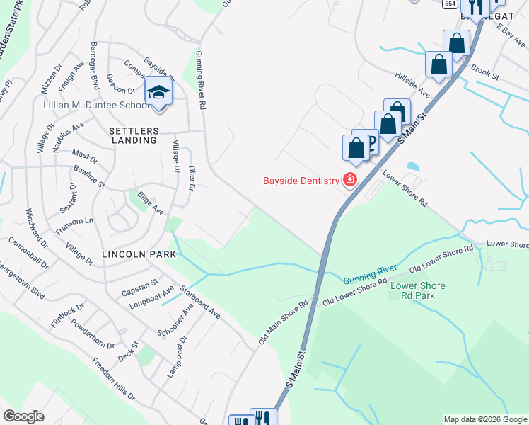 map of restaurants, bars, coffee shops, grocery stores, and more near 87 Gunning River Rd in Barnegat Township