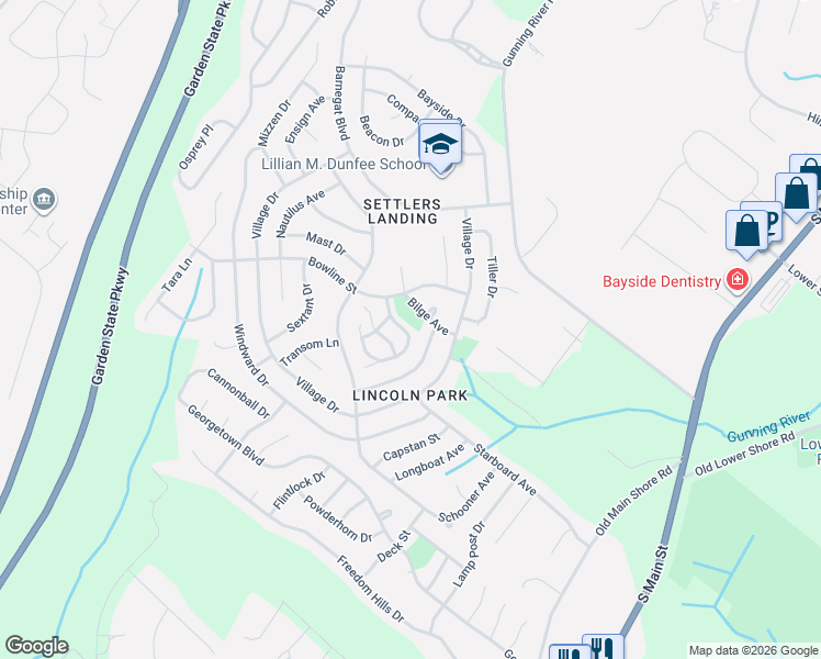 map of restaurants, bars, coffee shops, grocery stores, and more near 29 Lexington Boulevard in Barnegat Township