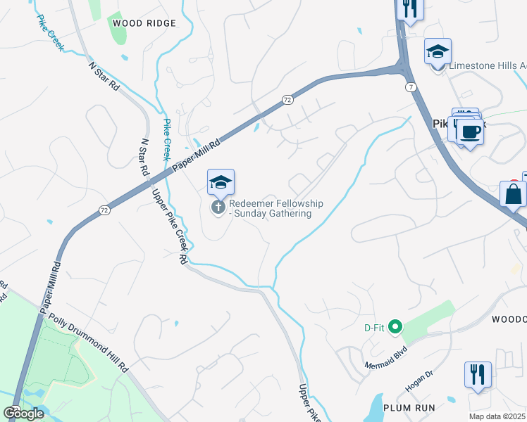map of restaurants, bars, coffee shops, grocery stores, and more near 249 Sloan Court in Wilmington