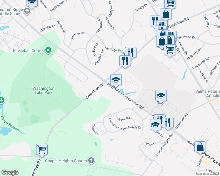 map of restaurants, bars, coffee shops, grocery stores, and more near 560 Hurffville - Cross Keys Road in Washington Township