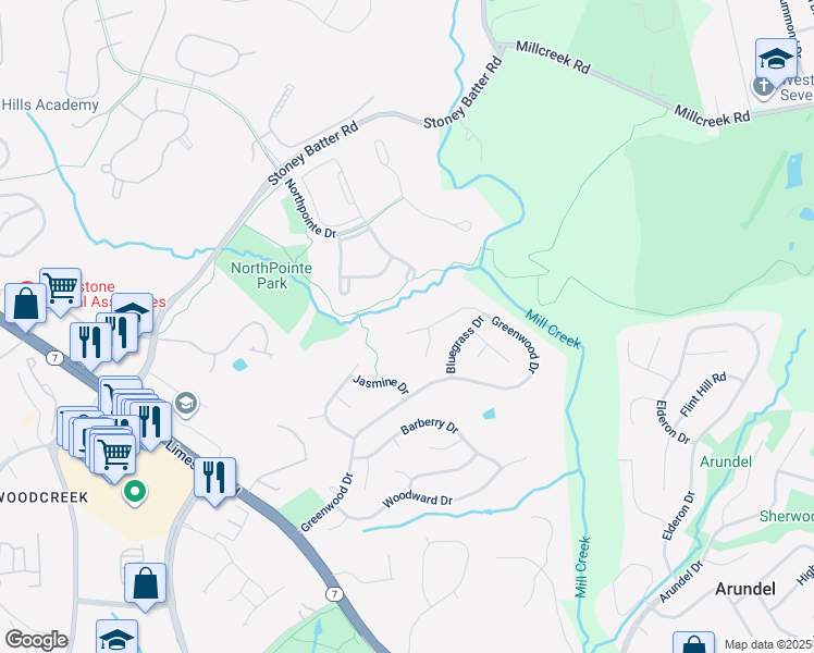 map of restaurants, bars, coffee shops, grocery stores, and more near 496 Greenwood Drive in Wilmington