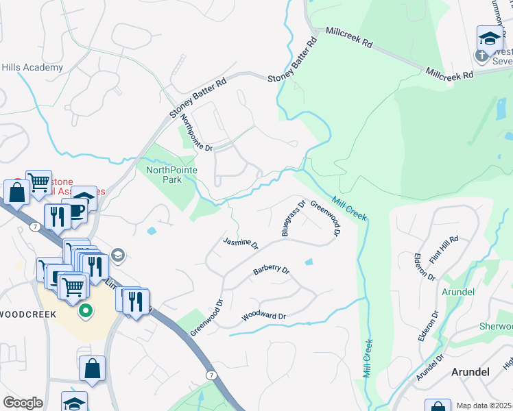 map of restaurants, bars, coffee shops, grocery stores, and more near 496 Greenwood Drive in Wilmington