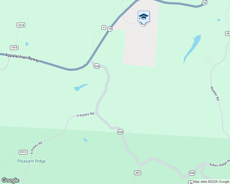 map of restaurants, bars, coffee shops, grocery stores, and more near 46390 Ohio 536 in Woodsfield