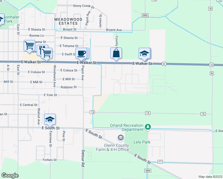 map of restaurants, bars, coffee shops, grocery stores, and more near 745 Paigewood Drive in Orland