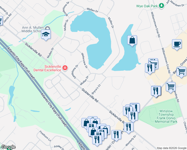 map of restaurants, bars, coffee shops, grocery stores, and more near 4 Flagstone Drive in Gloucester Township