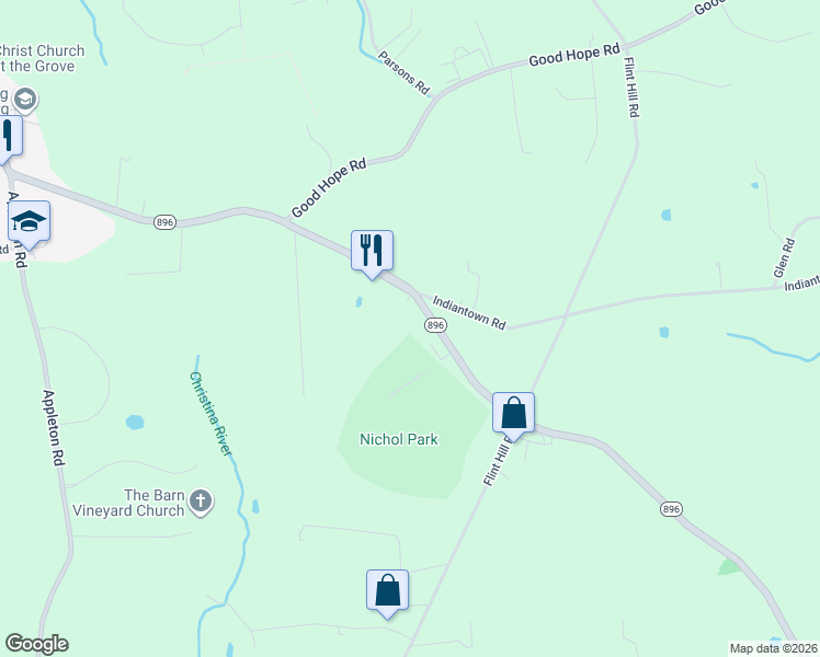 map of restaurants, bars, coffee shops, grocery stores, and more near 1523 New London Road in Landenberg