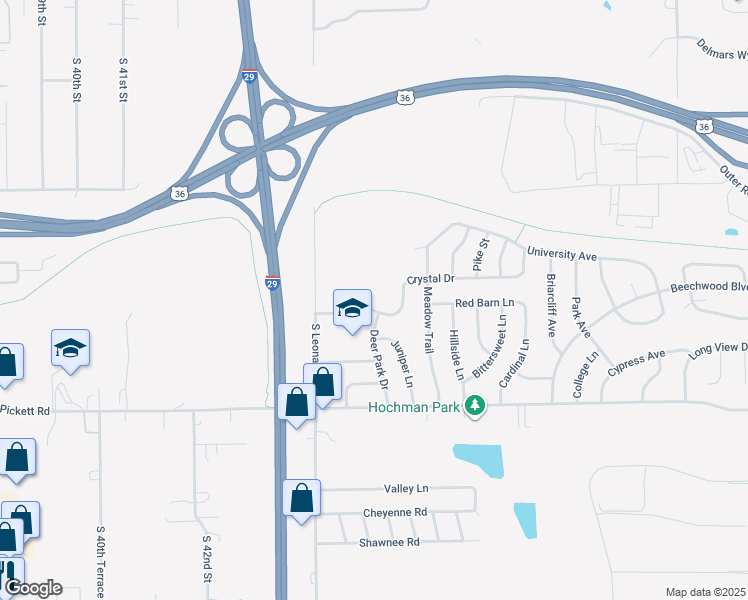 map of restaurants, bars, coffee shops, grocery stores, and more near 4708 Crystal Drive in Saint Joseph