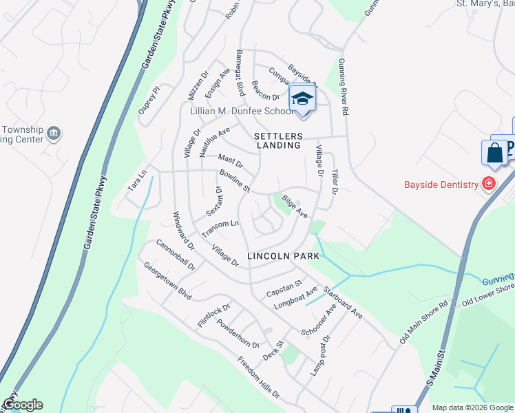 map of restaurants, bars, coffee shops, grocery stores, and more near 13 Potomac Court in Barnegat Township