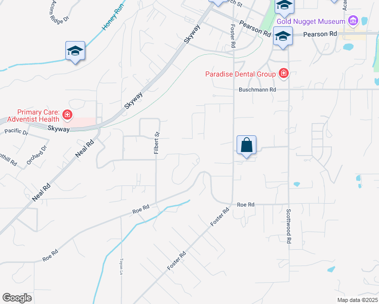 map of restaurants, bars, coffee shops, grocery stores, and more near 595 Circlewood Drive in Paradise